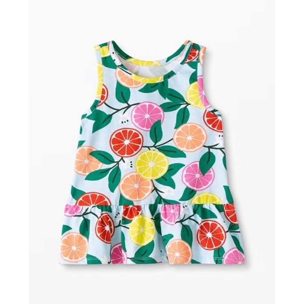 NWOT Hanna Andersson SWEET CITRUS FRUIT PEPLUM SLEEVELESS TANK TOP Novelty 130 8